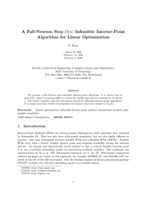 (n) Infeasible Interior-Point A Full-Newton Step O Algorithm for Linear Optimization