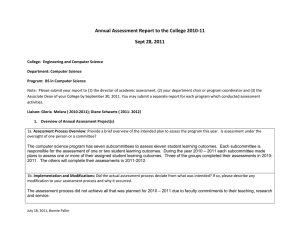 Annual Assessment Report to the College 2010-11 Sept 28, 2011