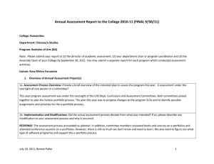 Annual Assessment Report to the College 2010-11 (FINAL 9/30/11)