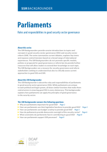 Parliaments SSR Roles and responsibilities in good security sector governance About this series