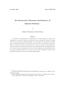 Set Intersection Theorems and Existence of Optimal Solutions