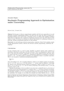 Stochastic Programming Approach to Optimization under Uncertainty