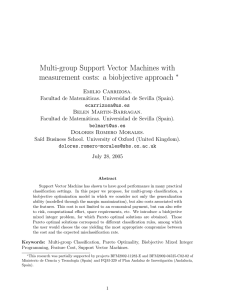 Multi-group Support Vector Machines with measurement costs: a biobjective approach