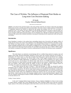 The Case of Wichita: The Influence of Regional Print Media... Long-term Care Decision-making JD Smith