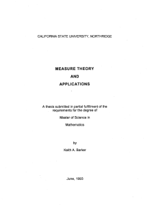 MEASURE THEORY AND APPLICATIONS