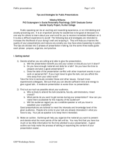 Public presentations  Page 1 of 6 Tips and Strategies for Public Presentations