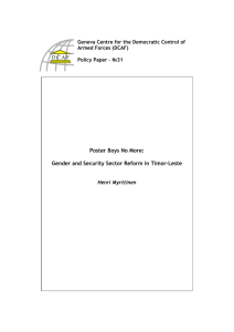 Poster Boys No More: Gender and Security Sector Reform in Timor-Leste