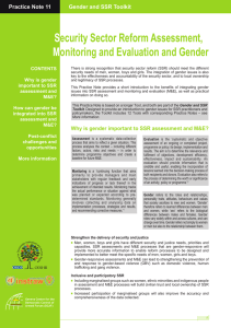 S M ecurity Sector Reform Assessment, onitoring and Evaluation and Gender