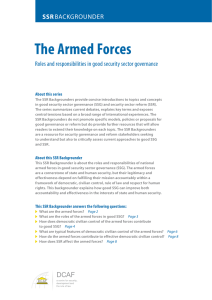 The Armed Forces SSR Roles and responsibilities in good security sector governance