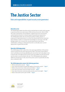 The Justice Sector SSR Roles and responsibilities in good security sector governance