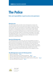 The Police SSR Roles and responsibilities in good security sector governance