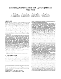 Countering Kernel Rootkits with Lightweight Hook Protection Zhi Wang Xuxian Jiang