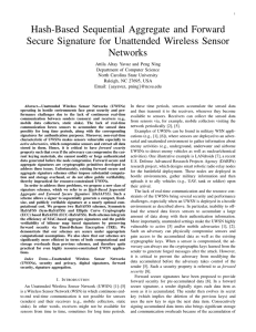 Hash-Based Sequential Aggregate and Forward Secure Signature for Unattended Wireless Sensor Networks