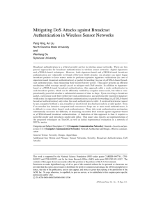 Mitigating DoS Attacks against Broadcast Authentication in Wireless Sensor Networks