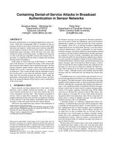 Containing Denial-of-Service Attacks in Broadcast Authentication in Sensor Networks