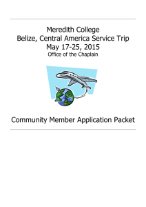Meredith College Belize, Central America Service Trip May 17-25, 2015