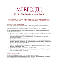 2015-2016 Student Handbook SECURITY, SAFETY AND EMERGENCY PROCEDURES Security—Shared Responsibility