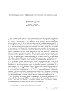 DEFORMATIONS OF REPRESENTATIONS AND COHOMOLOGY JEROME P. LEVINE