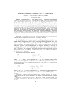 EXACT REGULARIZATION OF CONVEX PROGRAMS November 18, 2006