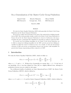 On a Generalization of the Master Cyclic Group Polyhedron Sanjeeb Dash
