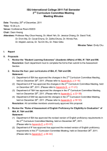 ISU-International College 2011 Fall Semester 2 Curriculum Committee Meeting Meeting Minutes