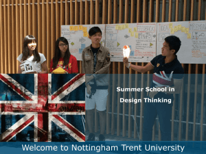 Welcome to Nottingham Trent University Summer School in Design Thinking