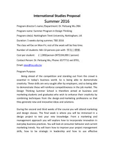 International Studies Proposal Summer 2016