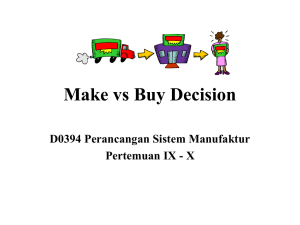 Make vs Buy Decision D0394 Perancangan Sistem Manufaktur Pertemuan IX - X