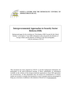 Intergovernmental Approaches to Security Sector Reform (SSR)