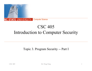 CSC 405 Introduction to Computer Security Computer Science
