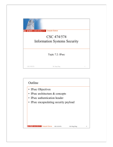 CSC 474/574 Information Systems Security Outline