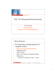 CSC 774 Advanced Network Security About Instructor computer science