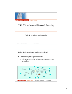 CSC 774 Advanced Network Security What Is Broadcast Authentication?