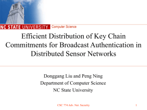 Efficient Distribution of Key Chain Commitments for Broadcast Authentication in