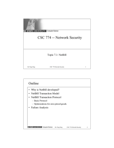 CSC 774 -- Network Security Outline