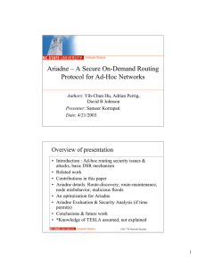 Ariadne – A Secure On-Demand Routing Protocol for Ad-Hoc Networks