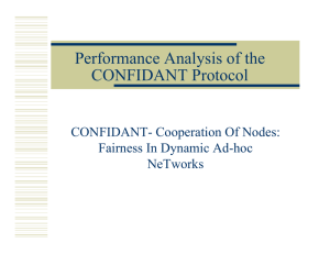 Performance Analysis of the CONFIDANT Protocol CONFIDANT- Cooperation Of Nodes: