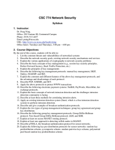 CSC 774 Network Security Syllabus 1.  Instructor: