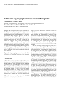 Networked cryptographic devices resilient to capture ∗