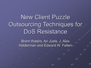 New Client Puzzle Outsourcing Techniques for DoS Resistance