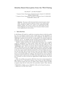 Identity-Based Encryption from the Weil Pairing Dan Boneh , and Matt Franklin