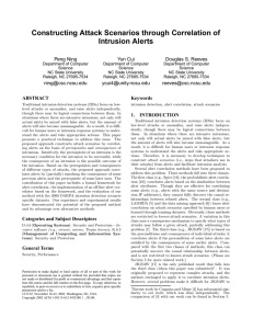 Constructing Attack Scenarios through Correlation of Intrusion Alerts Peng Ning Yun Cui