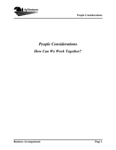 People Considerations How Can We Work Together? Business Arrangements