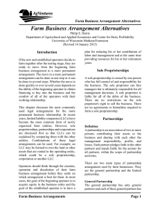 Farm Business Arrangement Alternatives