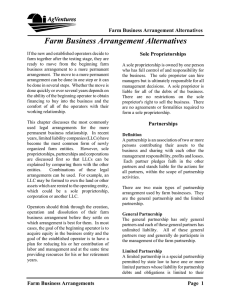 Farm Business Arrangement Alternatives Sole Proprietorships
