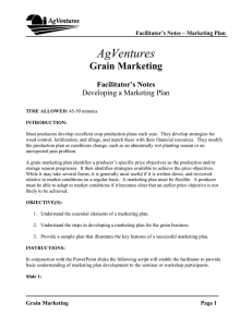 AgVentures Grain Marketing  Developing a Marketing Plan