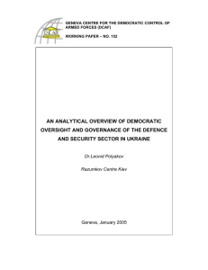 AN ANALYTICAL OVERVIEW OF DEMOCRATIC OVERSIGHT AND GOVERNANCE OF THE DEFENCE