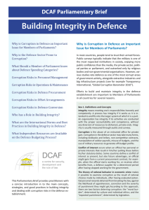 Building Integrity in Defence DCAF Parliamentary Brief Issue for Members of Parliaments?