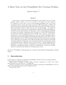 A Short Note on the Probabilistic Set Covering Problem Anureet Saxena