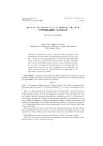 SURVEY OF TRUST-REGION DERIVATIVE FREE OPTIMIZATION METHODS